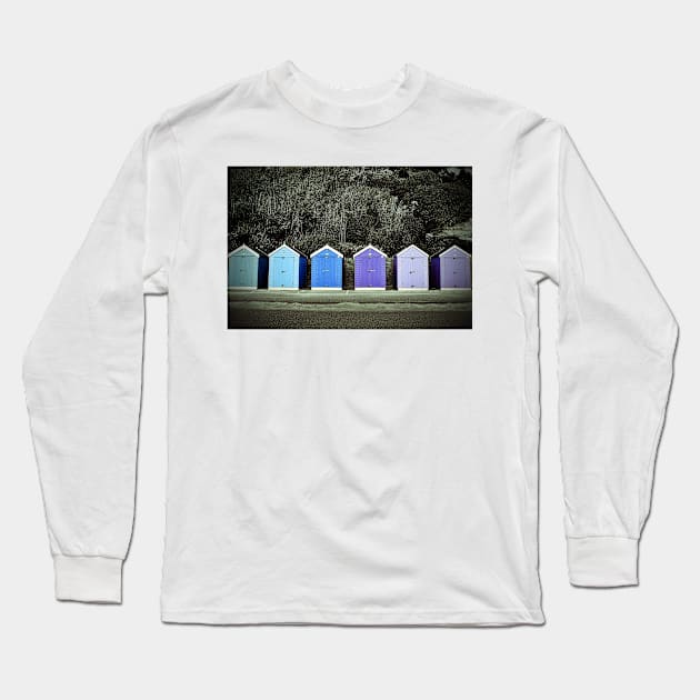 Bournemouth Beach Huts Dorset England Long Sleeve T-Shirt by AndyEvansPhotos